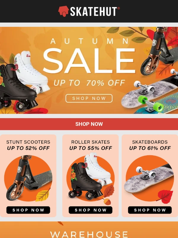 Skatehut - Awesome Autumn Deals Now Live ? Up To 70% Off Skateboards,Scooters,Skates