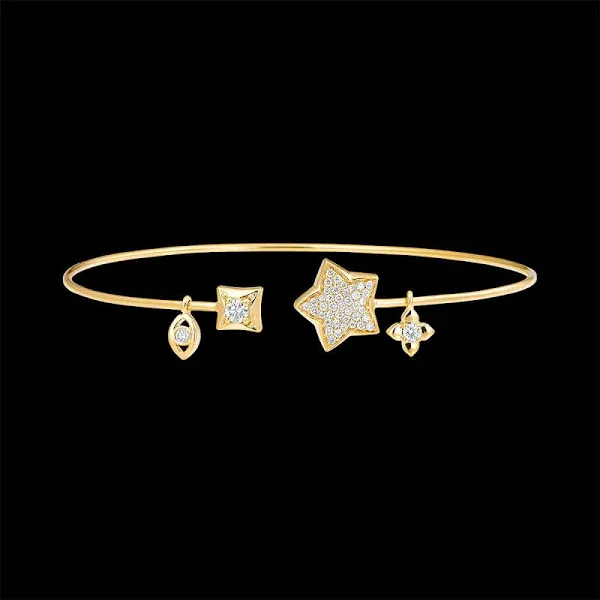 18 Carat Lucky Star Diamond Bangle Bracelet in Yellow Gold