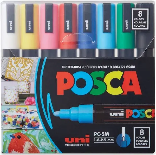 Uni Posca Paint Markers Basic Colors Set of 8