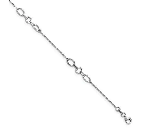 JTV Sterling Silver Fancy Link Station Anklet