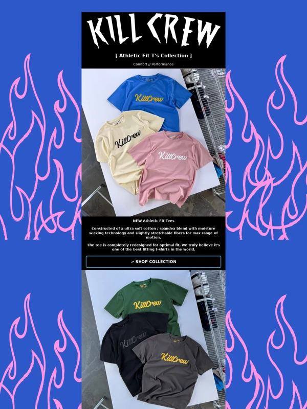 Kill Crew - Athletic fit script tee's.. New Drop LIVE