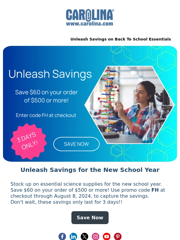 Carolina - Unleash Back to School Savings Now!