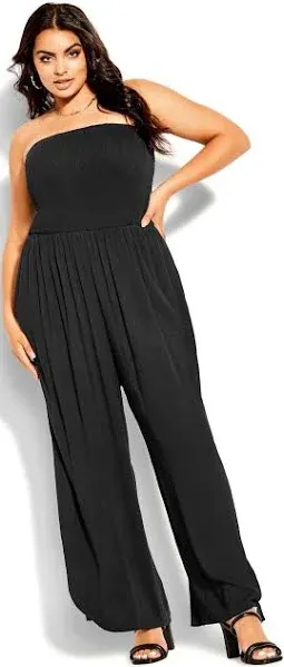City Chic Women's Plus Size Smocked Jumpsuit