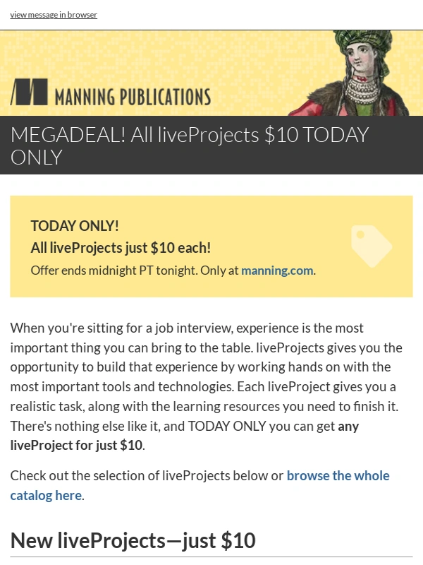 Manning - Dec 28: MEGADEAL! All liveProjects $10 TODAY ONLY