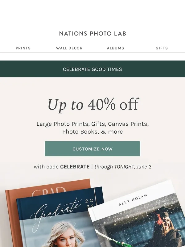 Nations Photo Lab - Final Hours: Up to 40% off gifts for Dads & Grads