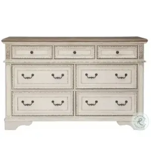 Realyn Chipped White Upholstered Panel Bedroom Set