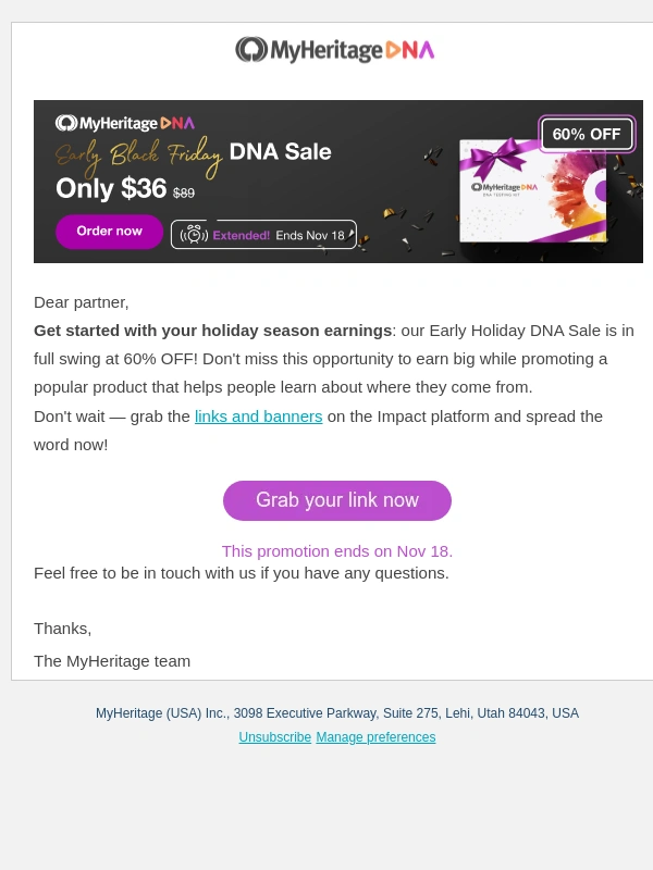 MyHeritage - MyHeritage DNA- Early Black Friday DNA Sale- Extended! ?