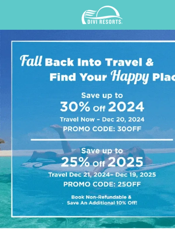 Divi Resorts - 30% OFF Caribbean Travel + 10% MORE With NEW Non-Refundable Rates