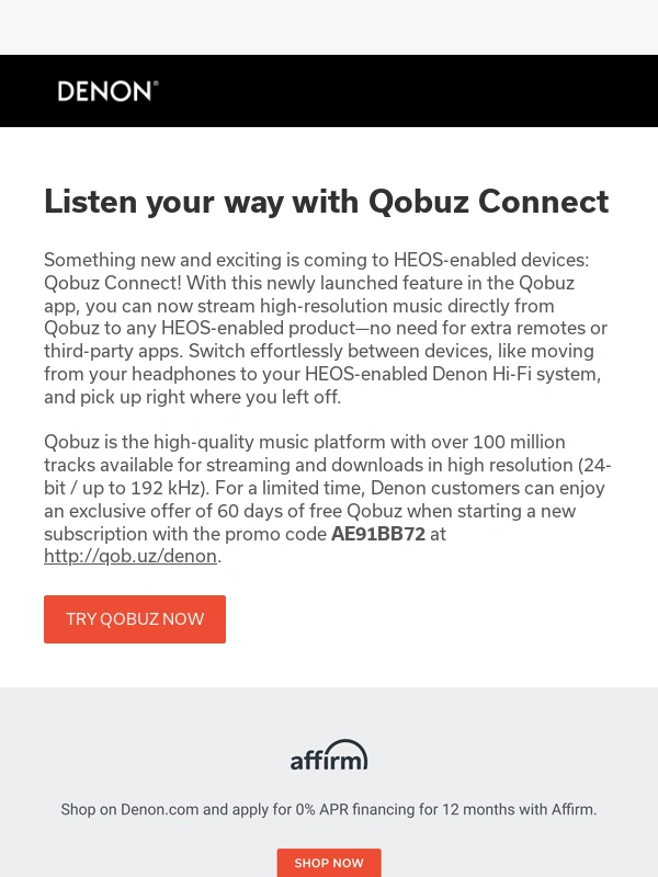 Denon - New! Enjoy audiophile-grade streaming with Qobuz Connect and HEOS-enabled devices