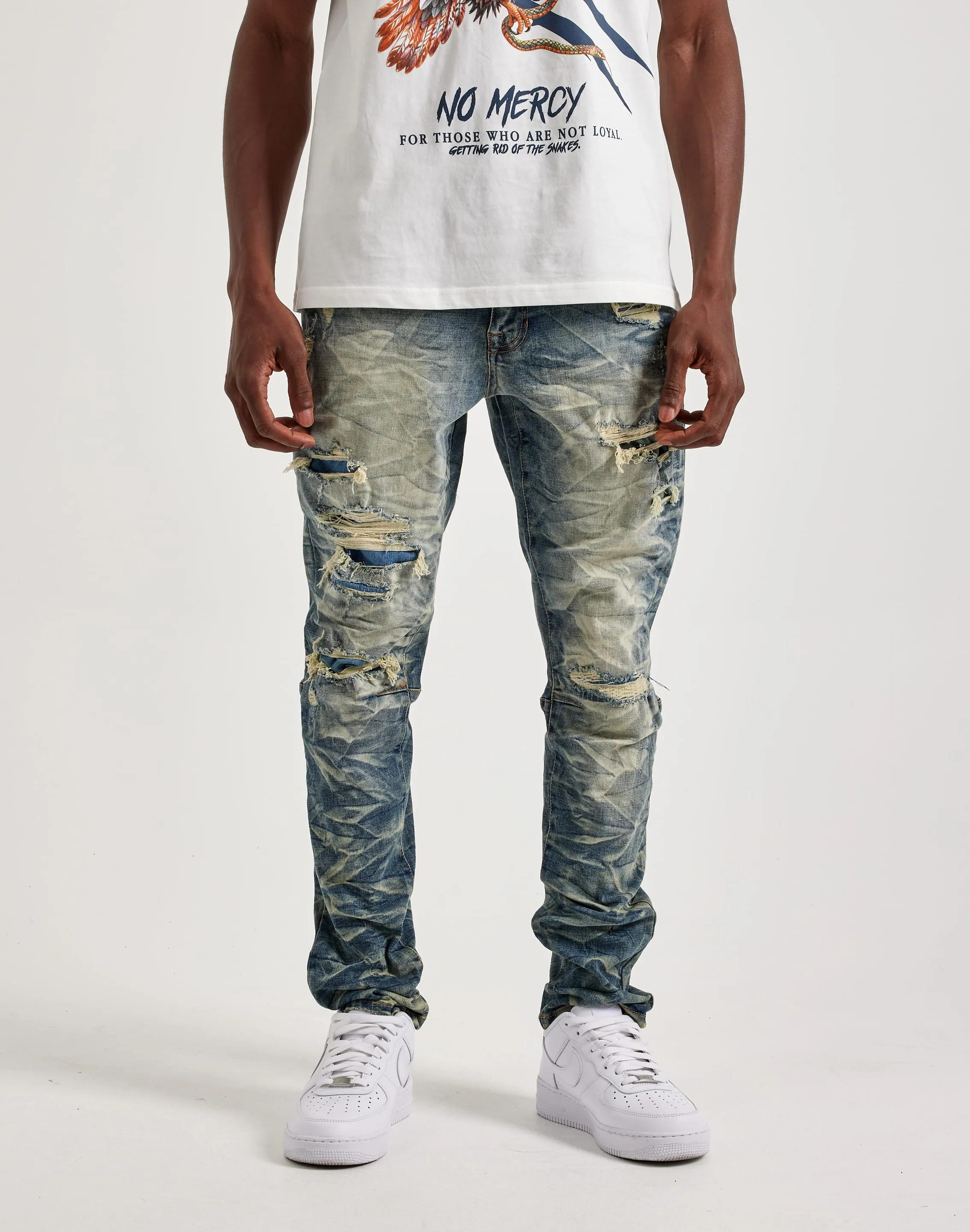 Smoke Rise Lightening Jeans  - Blue - Size: 42/32