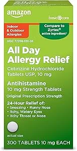 300-Count Amazon Basic Care 10mg All Day Allergy Antihistamine Tablets