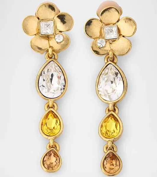 Oscar de la Renta Flower Teardrop Clip-On Earrings