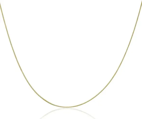 10K Solid Yellow Gold 0.7mm Box Link Chain Necklace