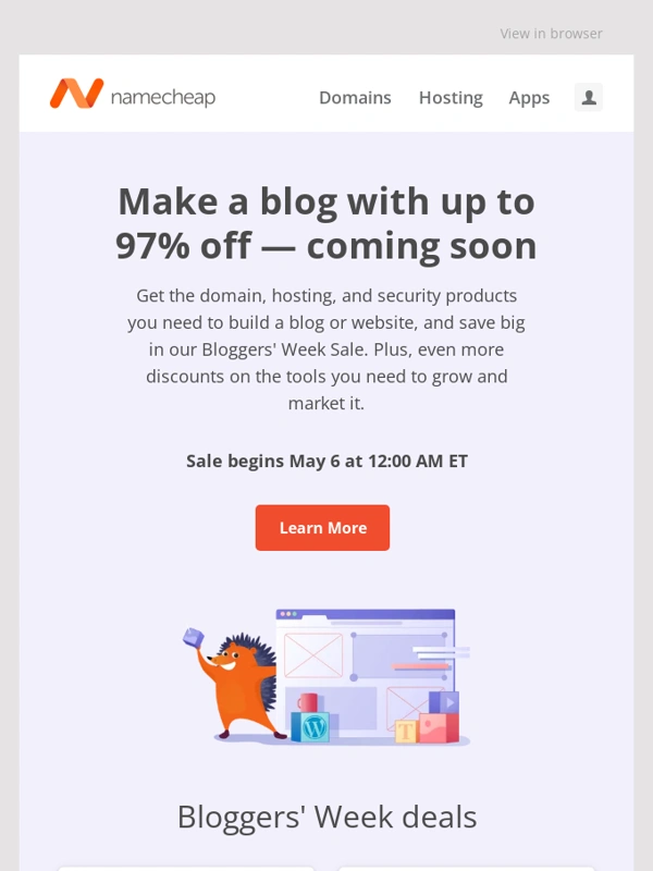 Namecheap - Get ready for up to 97% off website essentials