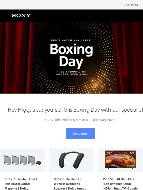 Sony - Sony Boxing Day on now!