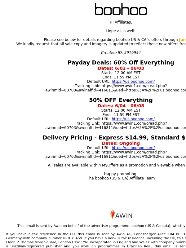 Boohoo - Fwd: boohoo (US & Canada) (60703): Weekly offers from boohoo US & CA!