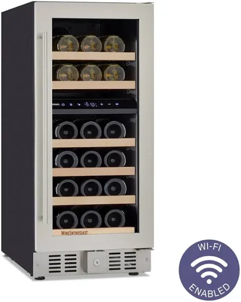Wine Enthusiast Latitude S 15" Smart Wi-Fi Undercounter Dual Zone Wine Cellar