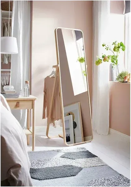 IKORNNES Standing mirror, ash, 52x167 cm (20 1/2x65 3/4 ")