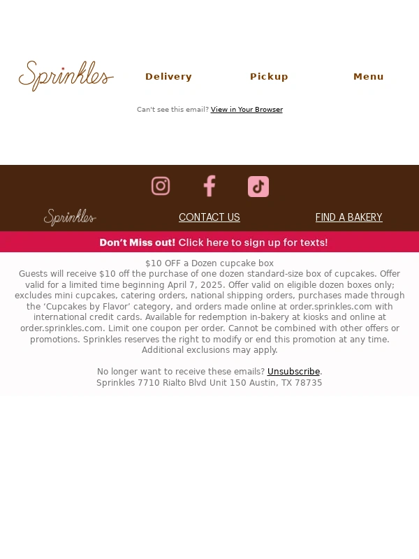 Sprinkles - Final days to reserve for Mother's Day!