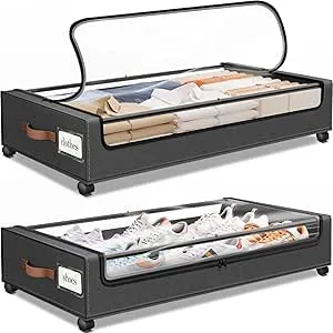 2 Packs of SpaceHacks Under Bed Storage W/Wheels
