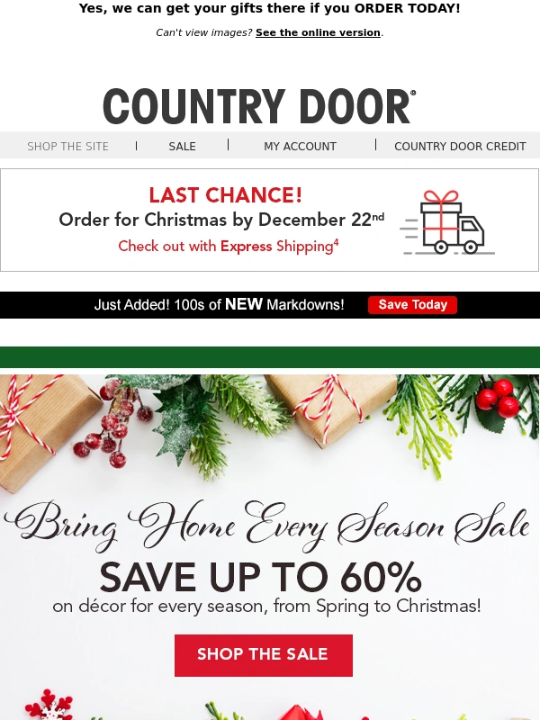 Country Door - LAST CHANCE for Christmas Gift Success with Express Shipping!