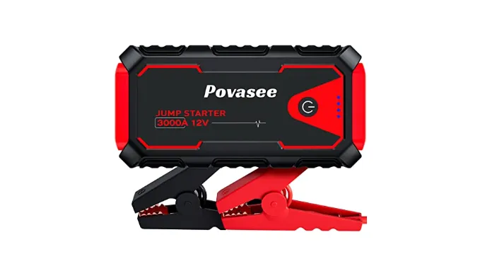 Povasee Jump Starter 3000A Peak Jump Starter Battery Pack, 12V Jump Box for Car Battery up to 10L Gas or 8L Diesel Engine Battery Jump Starter with Power Bank/Dual Output/LED Light (3000A)