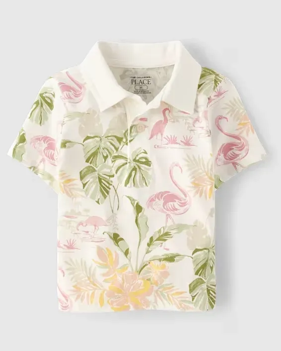 Baby And Toddler Boys Matching Family Tropical Polo - white