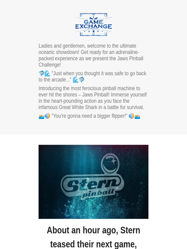 Game Exchange - Stern Teases Jaws Pinball