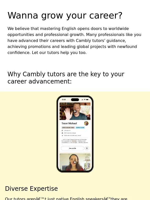 Cambly - Seasoned professionals as your English tutors