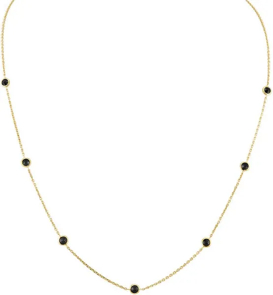 Ladies' ItsHot 14K Gold Cable Chain Necklace with Black Diamonds by the Yard 1.7ct