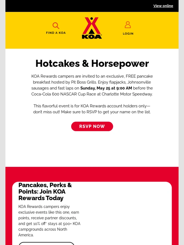 KOA - You're Invited! Join Us For a Free Breakfast at the Coca-Cola 600 ?