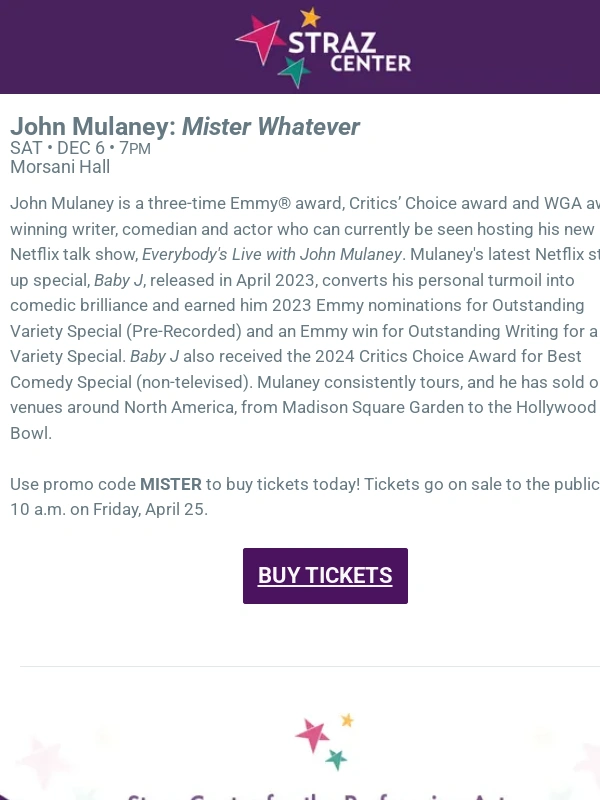 Straz Center - Your exclusive pre-sale to John Mulaney