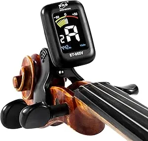 ENO MUSIC Professional Violin Viola Tuner, Colorful LCD Display Easy Control Clip on Accurate Violin Tuner