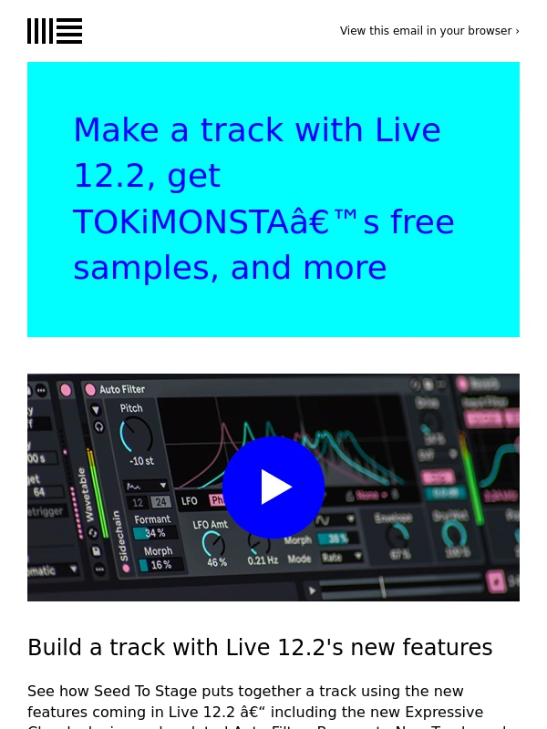 Ableton - Check out Live 12.2's new features with Seed To Stage