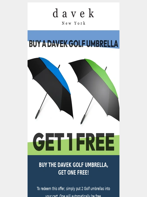 Davek - Buy 1 Golf Umbrella,Get 1 Free!