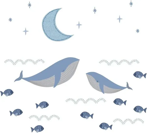 Lambs & Ivy Bubbles & Squirt Aquatic Under Sea Whale/Fish Wall Decals/Stickers