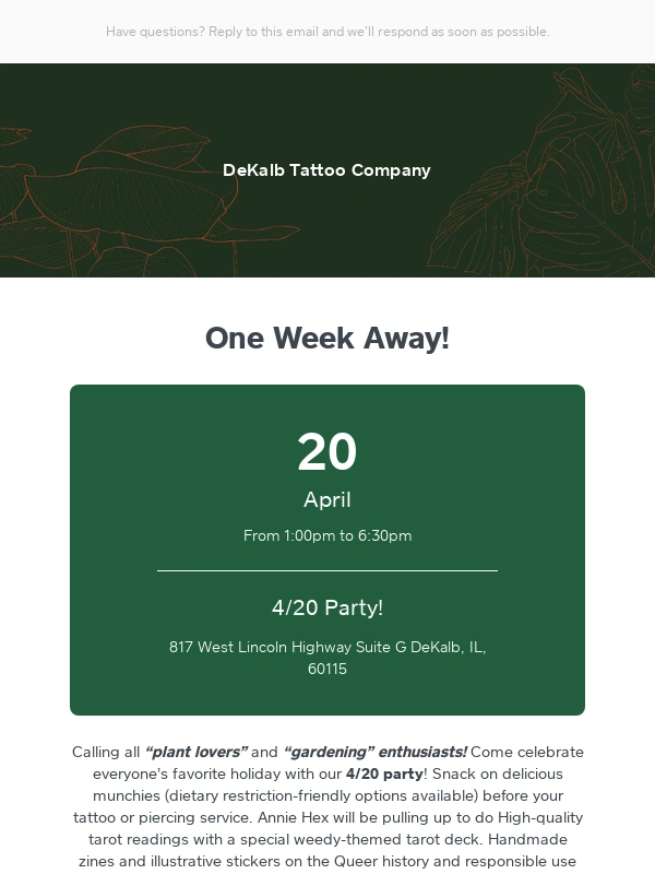 Afterpay - Join Us for a Dope 4/20 Event at DeKalb Tattoo Company!