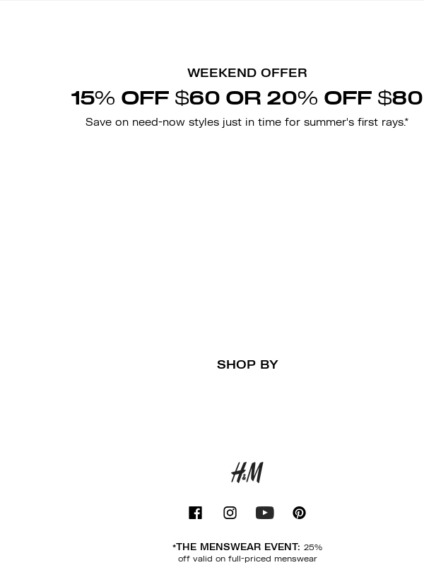 H&M - Up to 20% off weekend orders