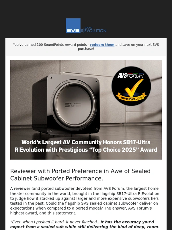 SVS - “It Never Flinched!” SVS SB17-Ultra R|Evolution Earns Major Award + What is a Sound Diffuser?