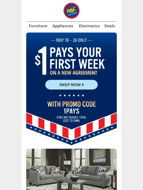 Rent A Center - FINAL DAY: Start For $1,Even Online ?