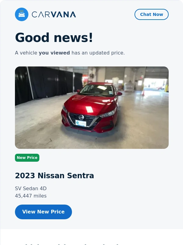 Carvana - Price alert on the 2023 Nissan Sentra!