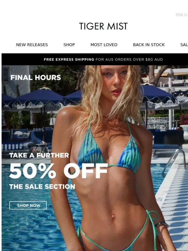 Tiger Mist - FURTHER 50% OFF SALE | FINAL HOURS