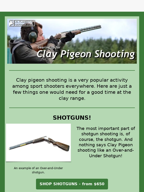AL Flaherty's - Clay Pigeon Shooting,and Gearing Up!