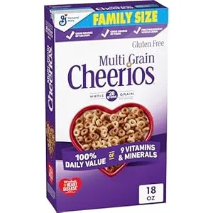 Multi Grain Cheerios, Heart Healthy Breakfast Cereal, Gluten Free, Family Size, 18 oz