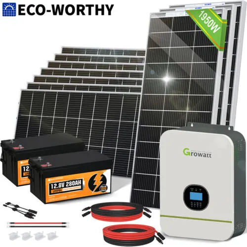 ECO-WORTHY Off Grid System w/ 10x 195W Solar Panels, 2x 280Ah Batteries, 3000W Inverter