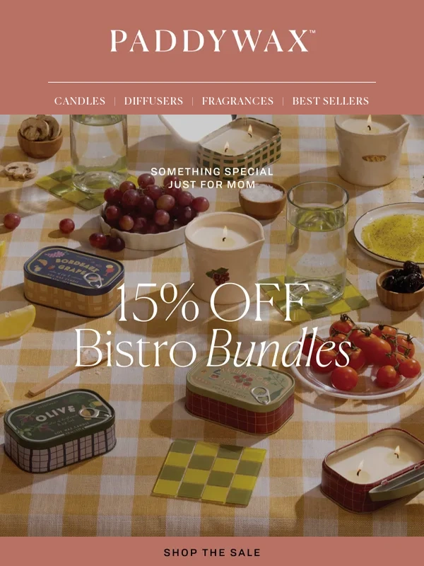Paddywax - Savor the Savings: 15% Off Bistro Candle Bundles! ?