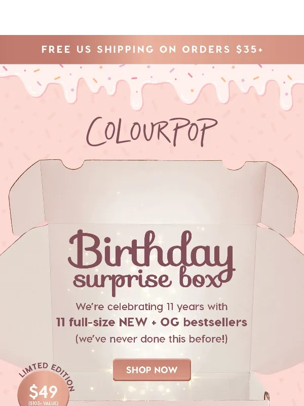 ColourPop - ALMOST GONE! Grab the Birthday Mystery Box now! ?