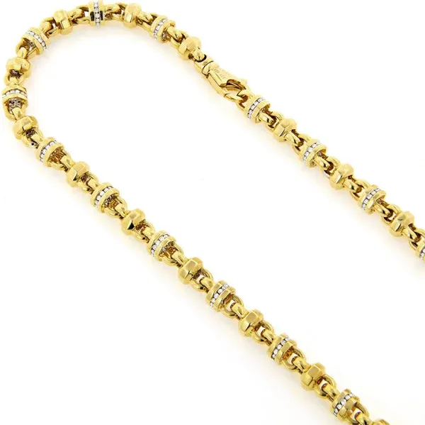 Men's ItsHot Solid 14K Gold Diamond Chain Necklace 4.15ct