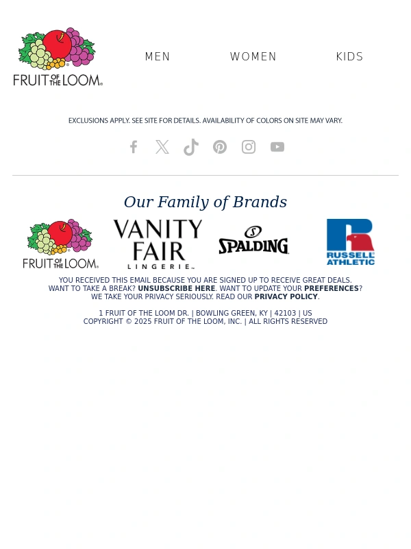 FRUIT OF THE LOOM - 20% off Select Bras & More!!?