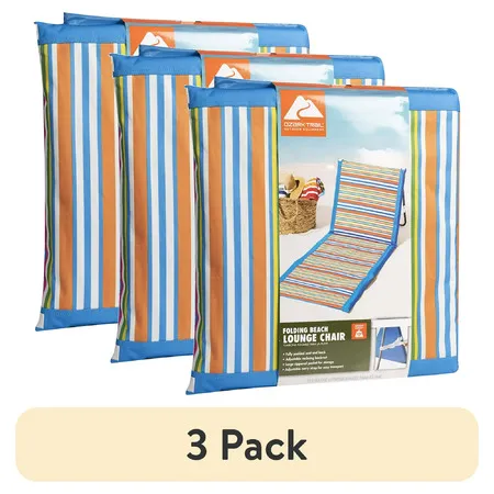 YMMV: 3-Pack Ozark Trail Folding Beach Lounge Chair $21 + Free S&H w/ Walmart+ or on $35+
